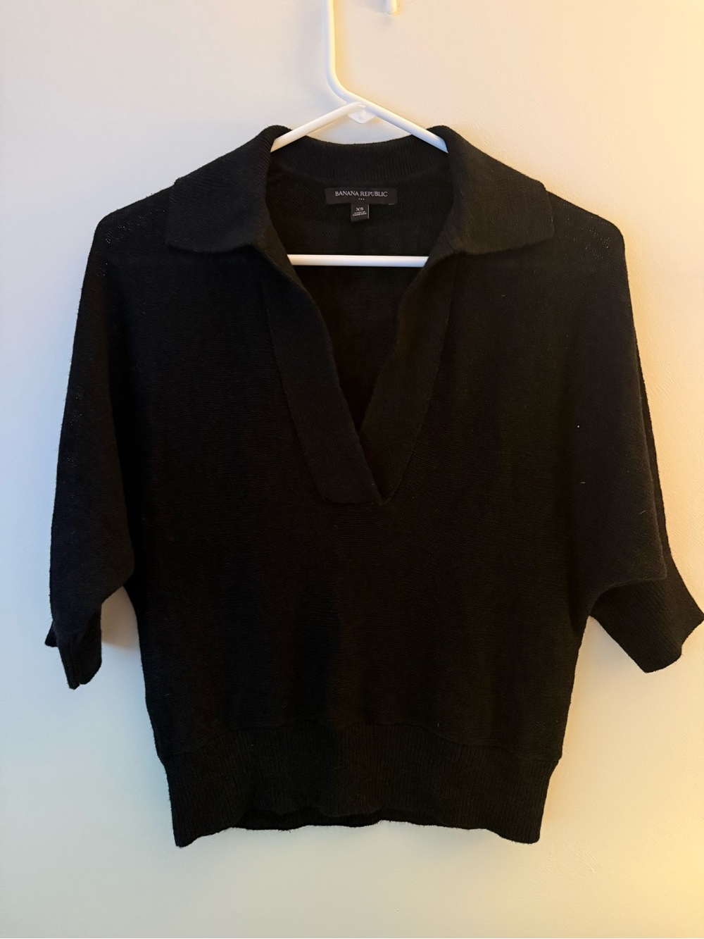 Banana Republic Woven Knit Top Blouse, Black, XS
